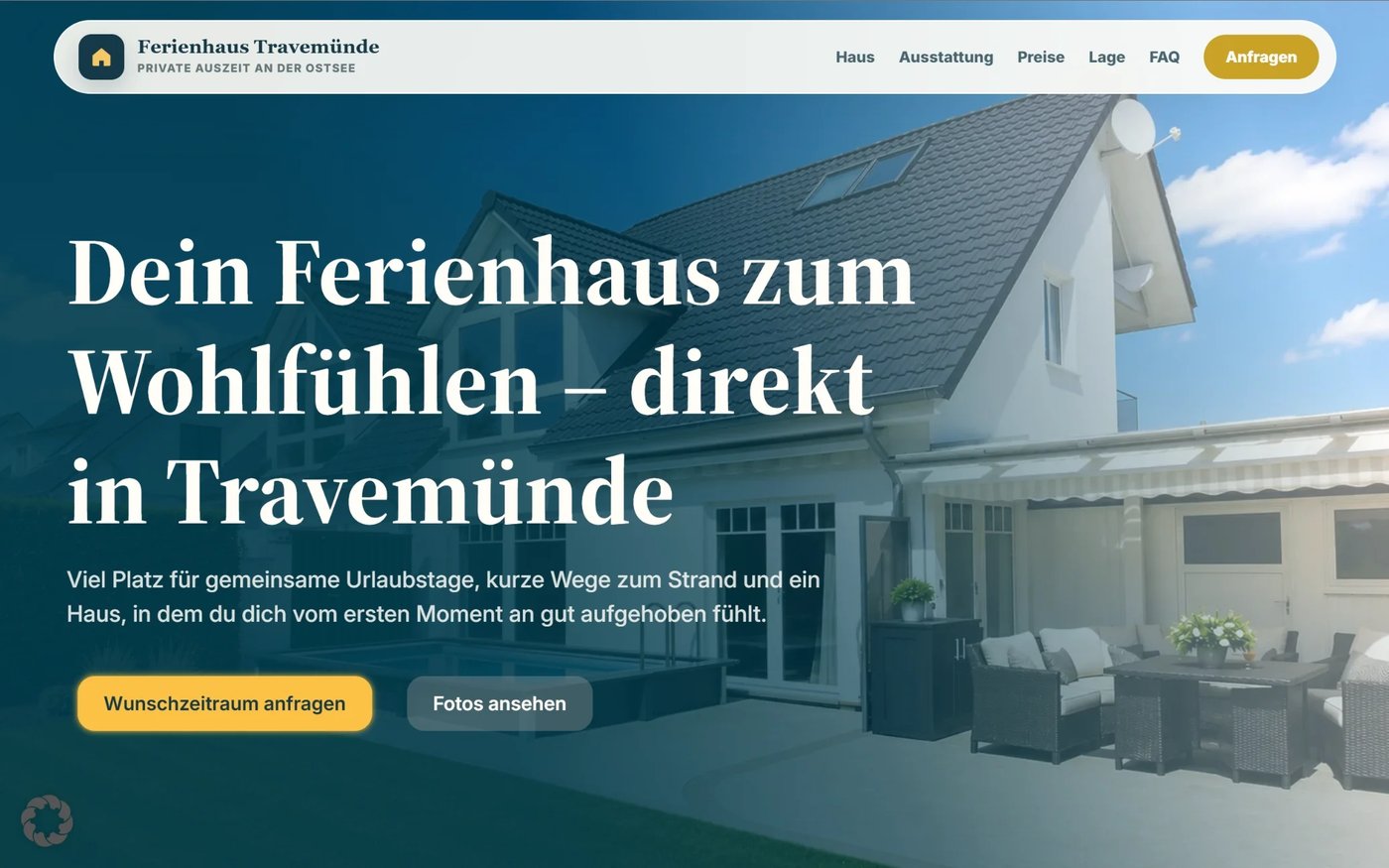 Website Ferienhaus Travemünde