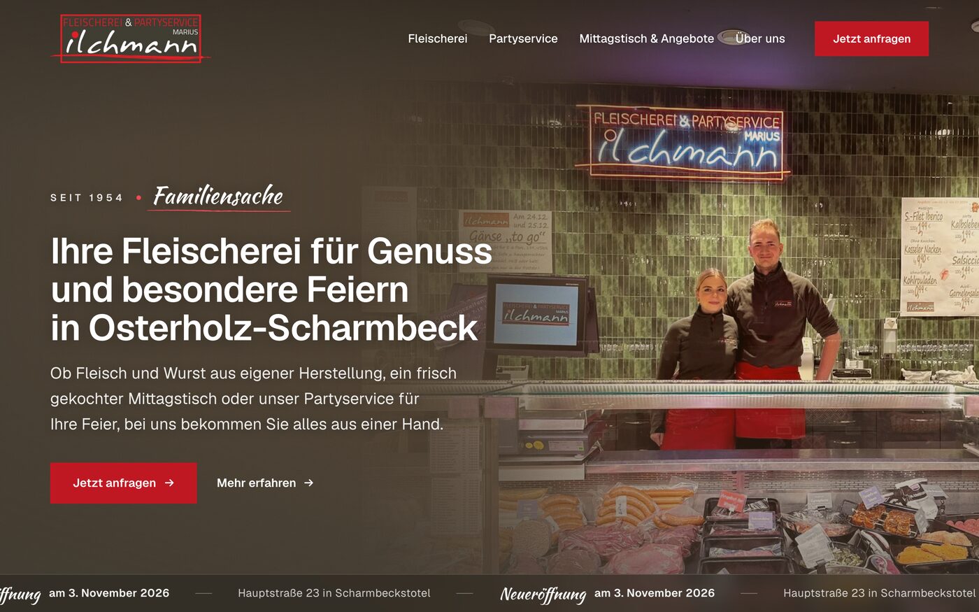 Website fleischerei-ilchmann.de, Fleischerei und Partyservice aus Osterholz-Scharmbeck